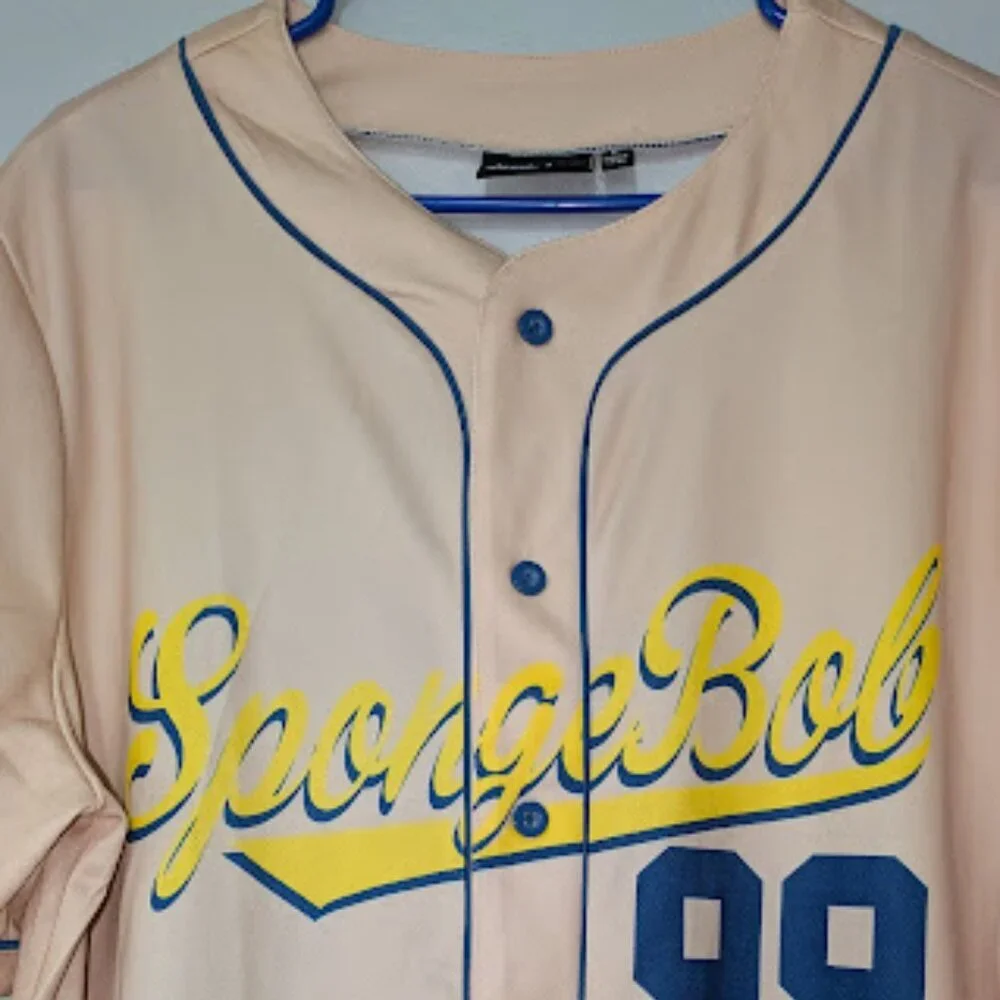 Nickelodeon‎ Blue and Cream Retro Baseball Jersey